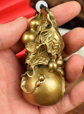 黄铜紫铜多子福禄招财葫芦手把件随身把玩车载挂件工艺品精美摆件