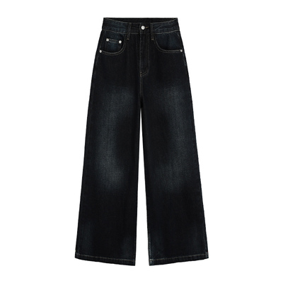 宽松阔腿牛仔裤拖地长裤