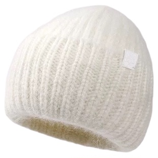 兔毛针织帽子女冬季防寒保暖大头围毛线帽女显脸小冬天护耳冷帽女