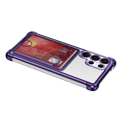 气囊防摔卡包适用三星S26ultra手机壳透明卡套s25utral可插卡24FE放卡23plus门禁21+刷卡A56套A35新款a71卡夹