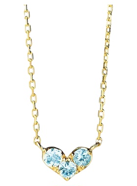 S925纯银海蓝宝项链极细闪钻爱心