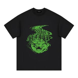 2026SS美式宽松重磅纯棉潮牌vtm摇滚暗黑风鳄鱼印花大码短袖t恤