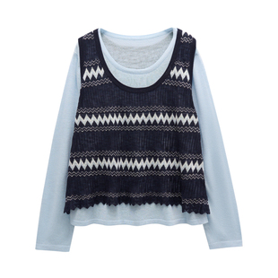 微胖的喵喵大码女装胖mm秋季新款时尚简约T恤上衣背心两件套2016