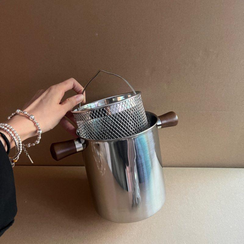 不锈钢304油炸锅家用天妇小型加深罗壶油炸省多功能炸锅炸炸串锅