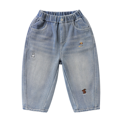 男童加绒牛仔裤冬装休闲长裤儿童宝宝童装2025冬季新款加厚裤子潮