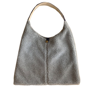 原创自制冬季毛绒包女羊羔绒烟灰色休闲托特包慵懒冷淡风单肩包