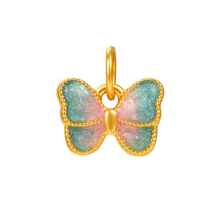 明牌珠宝硬金小仙蝶吊坠 黄金蝴蝶挂坠足金灵动项坠女挂件ASY0599