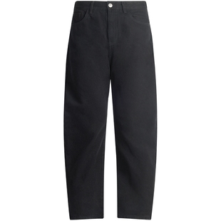 REDCHARCOAL红炭黑色水洗弯刀牛仔裤男冬季宽松美式裤子男士长裤