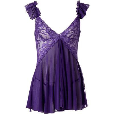 shirley蕾丝薄纱透明短款睡裙