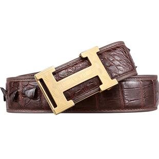 VVBrown意大利品牌正品鳄鱼皮皮带男内穿自动扣高档腰带男士真皮H