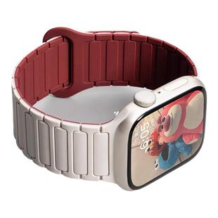 适用applewatchs10手表带s11硅胶腕带s8小众s7苹果s6手表s5磁吸表链iwatchs9女式iwatchse表带s4高级感女款s3