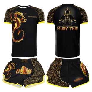 UFC泰拳搏击短袖T恤拳击服运动格斗训练MMA短裤成人儿童定制套装