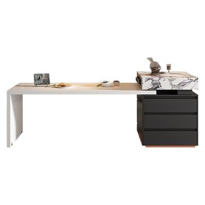 意式极简奢石岩板岛台餐桌一体家用可伸缩带水槽2025新款高端倒台