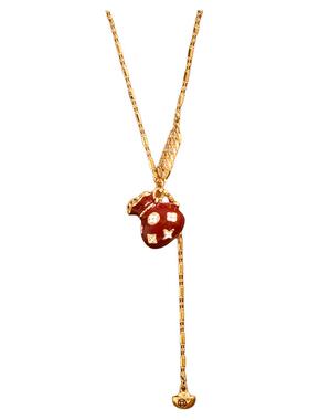 红色福袋吊坠五帝钱币项链高级感