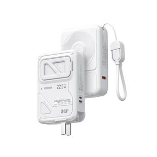 【3C认证】2026新款W&P充电宝自带双头线AC插头三合一磁吸快充小巧便携可上飞机适用iPhone17苹果16安卓5手机