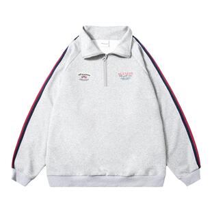 GOGOSOON加绒卫衣男新款2025秋冬半拉链青少年无帽polo立领美式厚