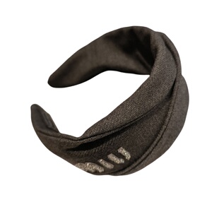 新款韩国东大门时尚名媛风宽边发箍简约水钻字母网红头箍外出发饰