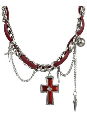 暗黑红十字架超短项链