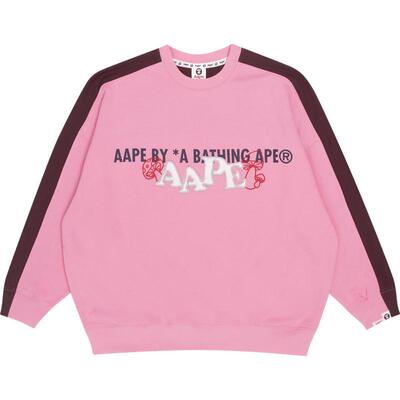 AAPE旗舰店字母印花拼接圆领卫衣