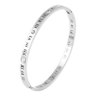 轻奢高级感银色罗马数字手镯女独特设计手链素圈镯子2026新款饰品