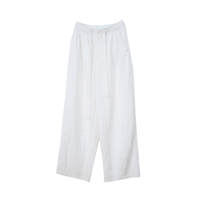 忘城全松紧腰白色系带哈伦长裤女