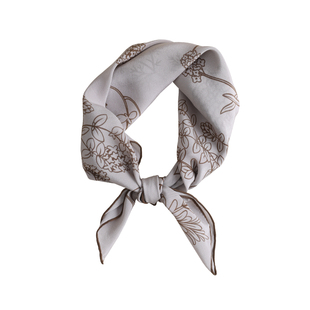 盈妹素雅花木丨桑蚕丝双绉丝巾女通勤风高级感真丝小方巾礼盒新款