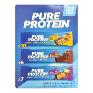 美国直邮 Pure protein花生巧克力高蛋白质能量棒代餐 23支1.15kg