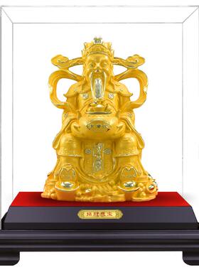 财神爷摆件神像家用绒沙金