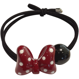 安可拉红可爱波点蝴蝶结打结发绳橡皮筋女扎头发绳高弹力耐用发圈