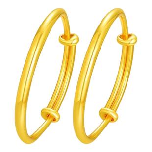 儿童黄金手镯女999足金实心镯子光面金包银镯子宝宝满月周岁礼物