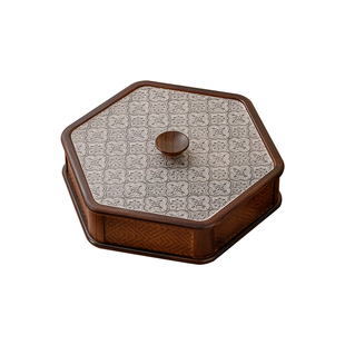 高档复古实木果盘家用分格干果盒过年瓜子糖果盒茶几零食摆放托盘