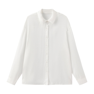 米图莱赛尔天丝亚麻衬衫 轻薄款宽松垂感 防晒微透长袖衬衣女夏季