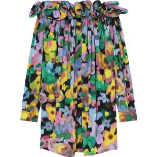 IT AZ FACTORY女装衬衫式连衣裙新品优雅木耳边饰露肩长裙157XK