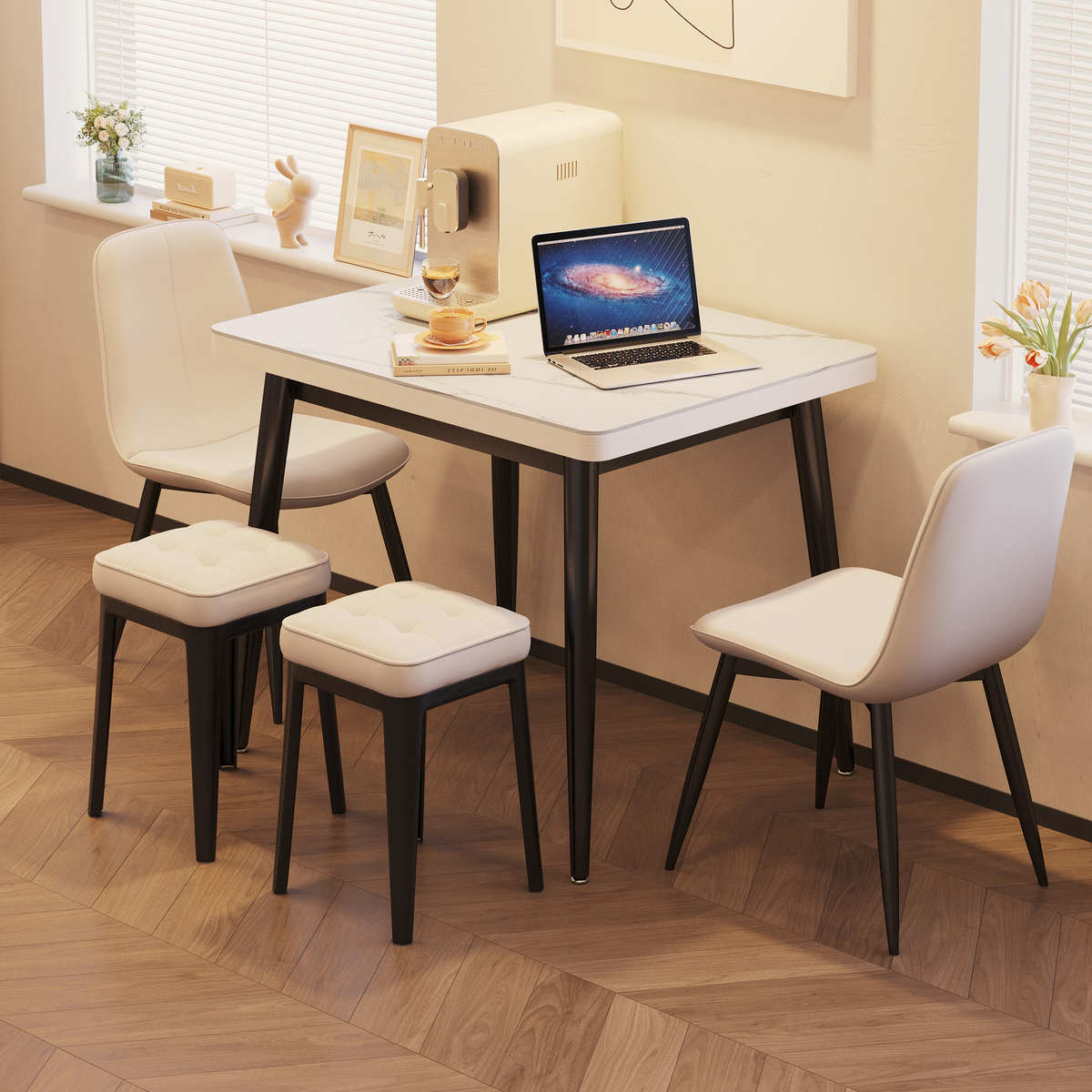 简约餐桌家用小户型可折叠伸缩饭桌2025新款省空间轻奢岩板餐桌椅