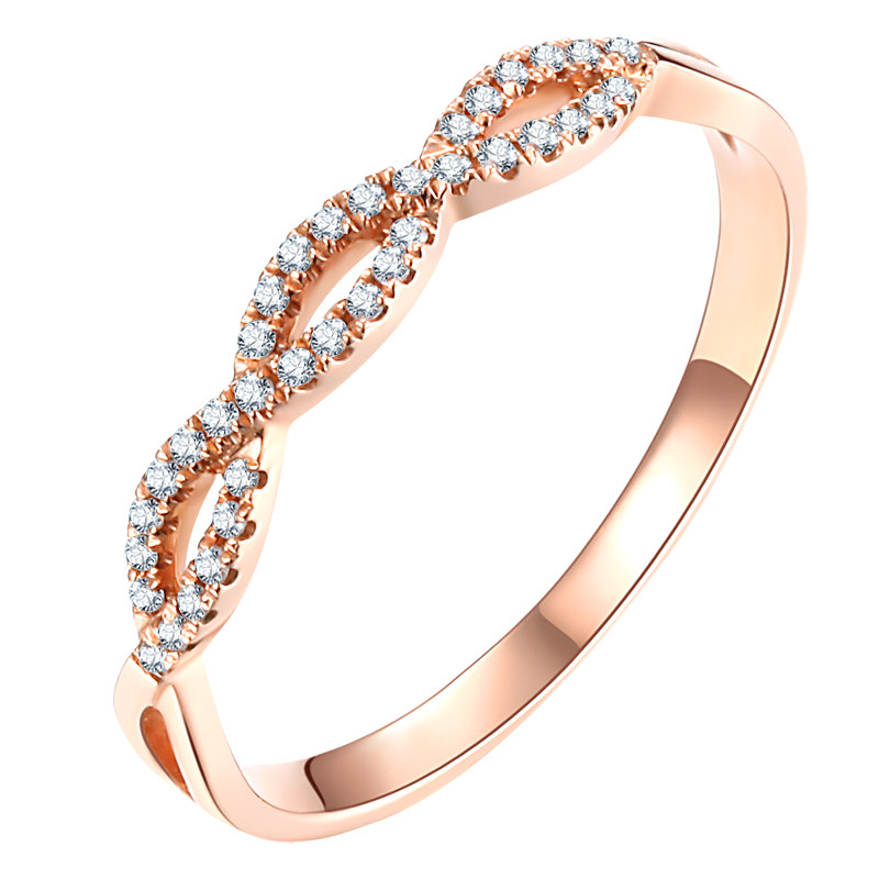 18K金天然钻石戒指爱缠绵戒指女戒钻石女戒白金戒指彩金戒指百搭