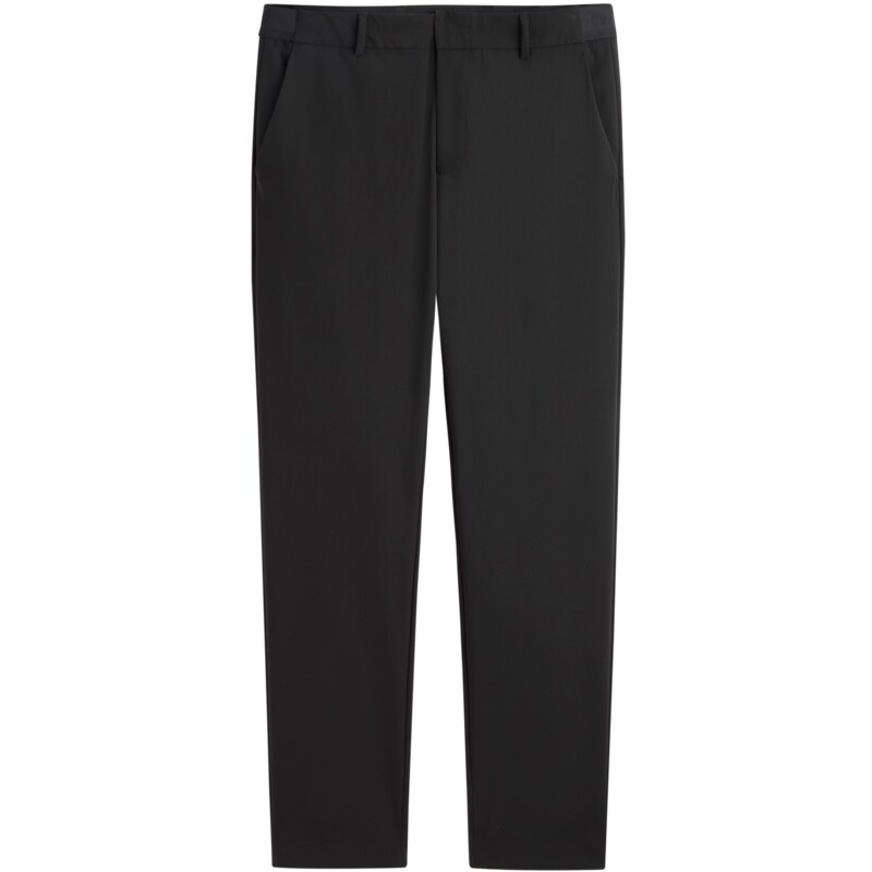 【四面弹】太平鸟男装休闲裤修身春夏直筒商务西裤男黑色抗皱长裤