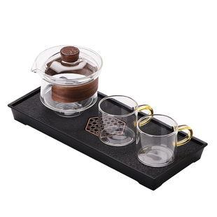 耐热玻璃手抓壶盖碗茶杯一壶四杯简约一人茶具办公室泡茶轻奢高档