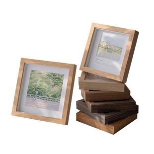 正方形实木相框中空画框立体加厚内空衍纸标本框北欧原木干花相框