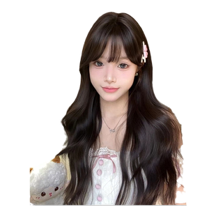 束朵假发女长卷发自然气质网红日常lolita逼真甜美齐刘海全头套