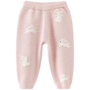 【半边绒】男女宝宝针织裤子婴儿童打底保暖睡裤秋冬季居家长裤子