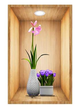 植物花卉3D效果盆栽贴画过道楼梯装饰画宾馆餐厅壁画自粘画
