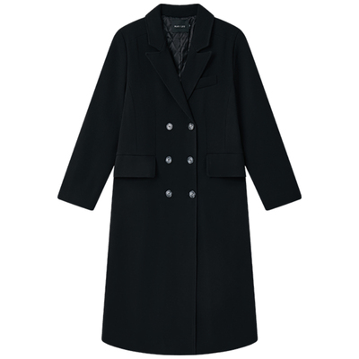 HaloLuu黑色正肩大衣加厚高级感