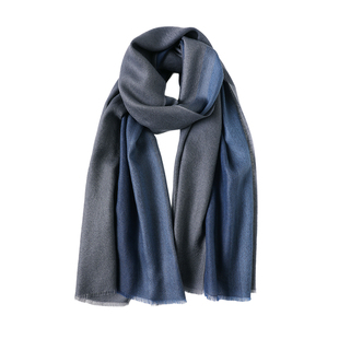 高品质男款纯山羊绒双面灰色围巾英伦男士2025新款冬人字纹围脖男