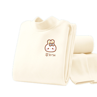 棉致女童打底衫秋冬德绒内搭中领半高领女孩保暖上衣儿童长袖t恤