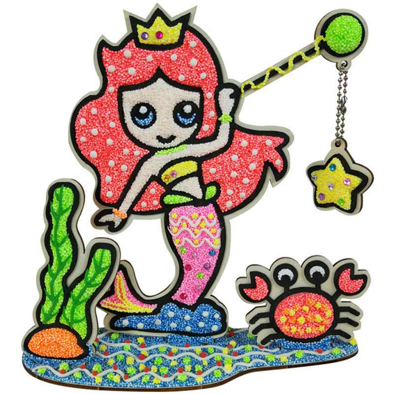 3d立体木板画雪花泥画珍珠粘土幼儿女孩儿童diy手工制作益智玩具