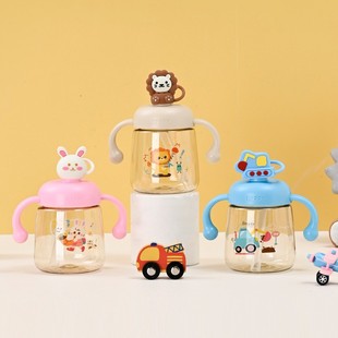 2025儿童牛奶杯婴儿吸管杯宝宝手握喝奶学饮杯耐高温户外塑料水杯