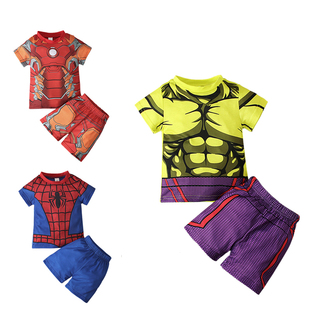 夏男童绿巨人Hulk扮演服万圣节复仇者漫威超级英雄美国队长cos服