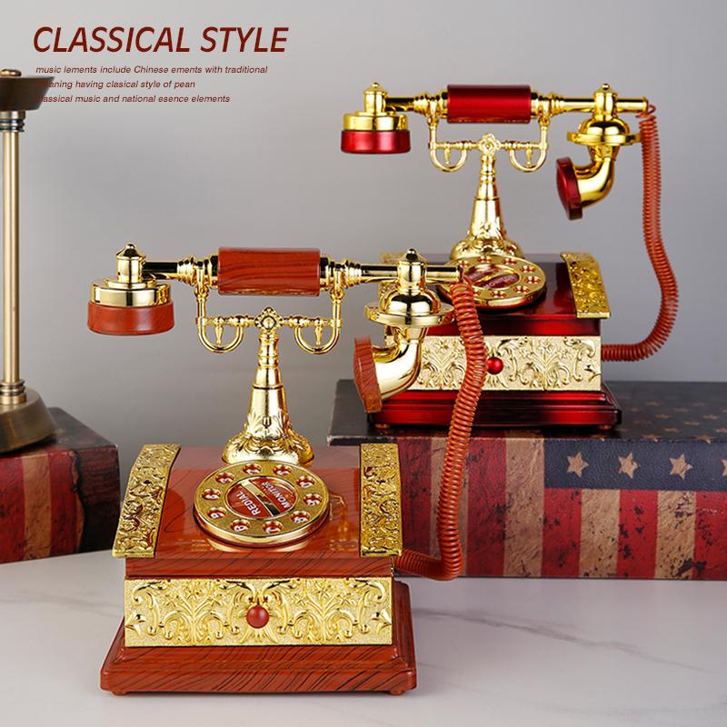 欧式复古老式拨盘电话机音乐盒八音盒创意家居玄关电视柜装饰摆件
