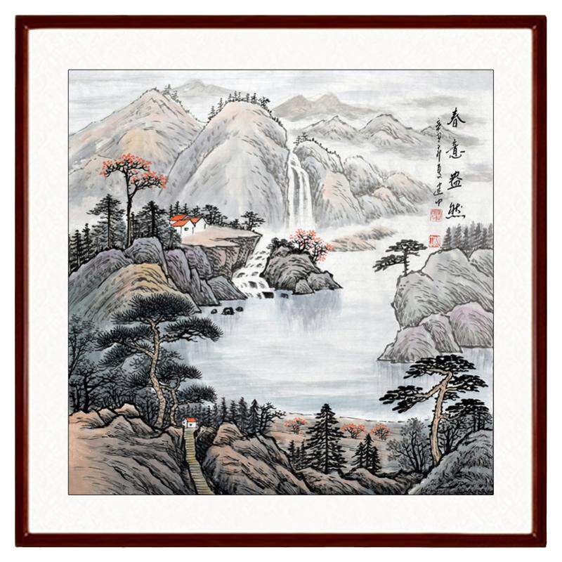 纯手绘聚宝盆斗方玄关书房保值作