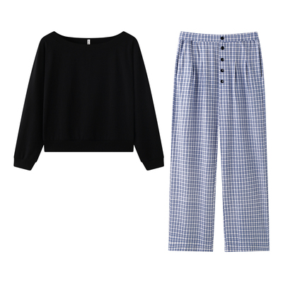 棉质柔软睡衣女春秋可外穿家居服